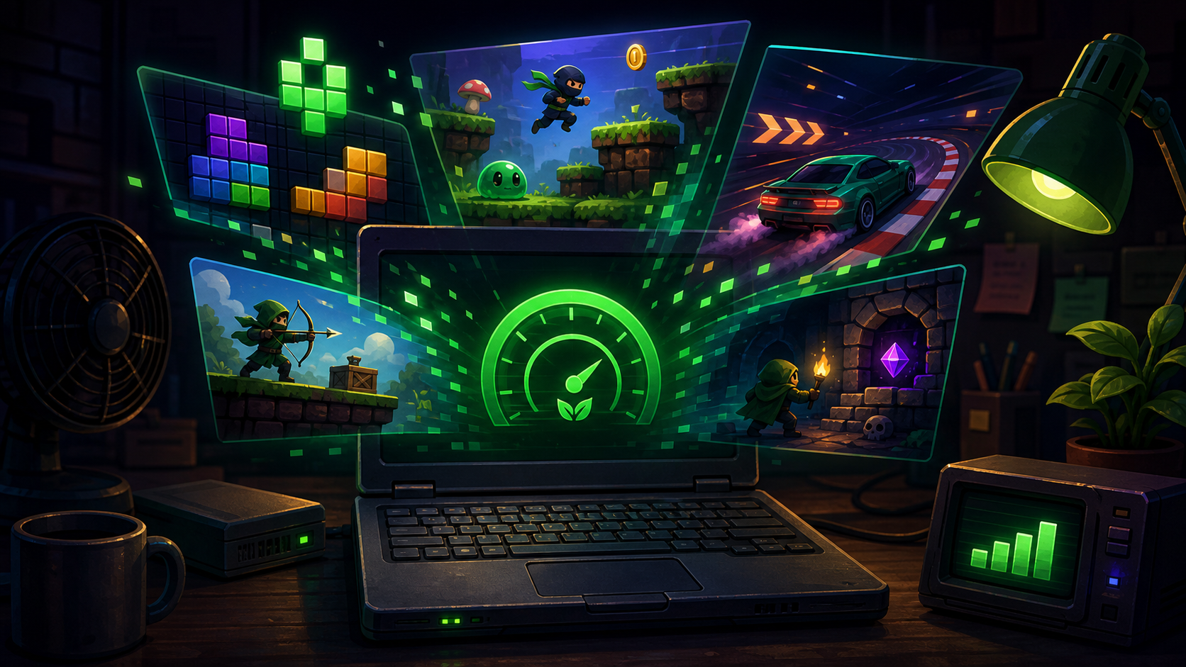 Site-original editorial guide cover for Best Browser Games for Low-End PC. No copied screenshot, logo, UI, storefront image, or promotional art.