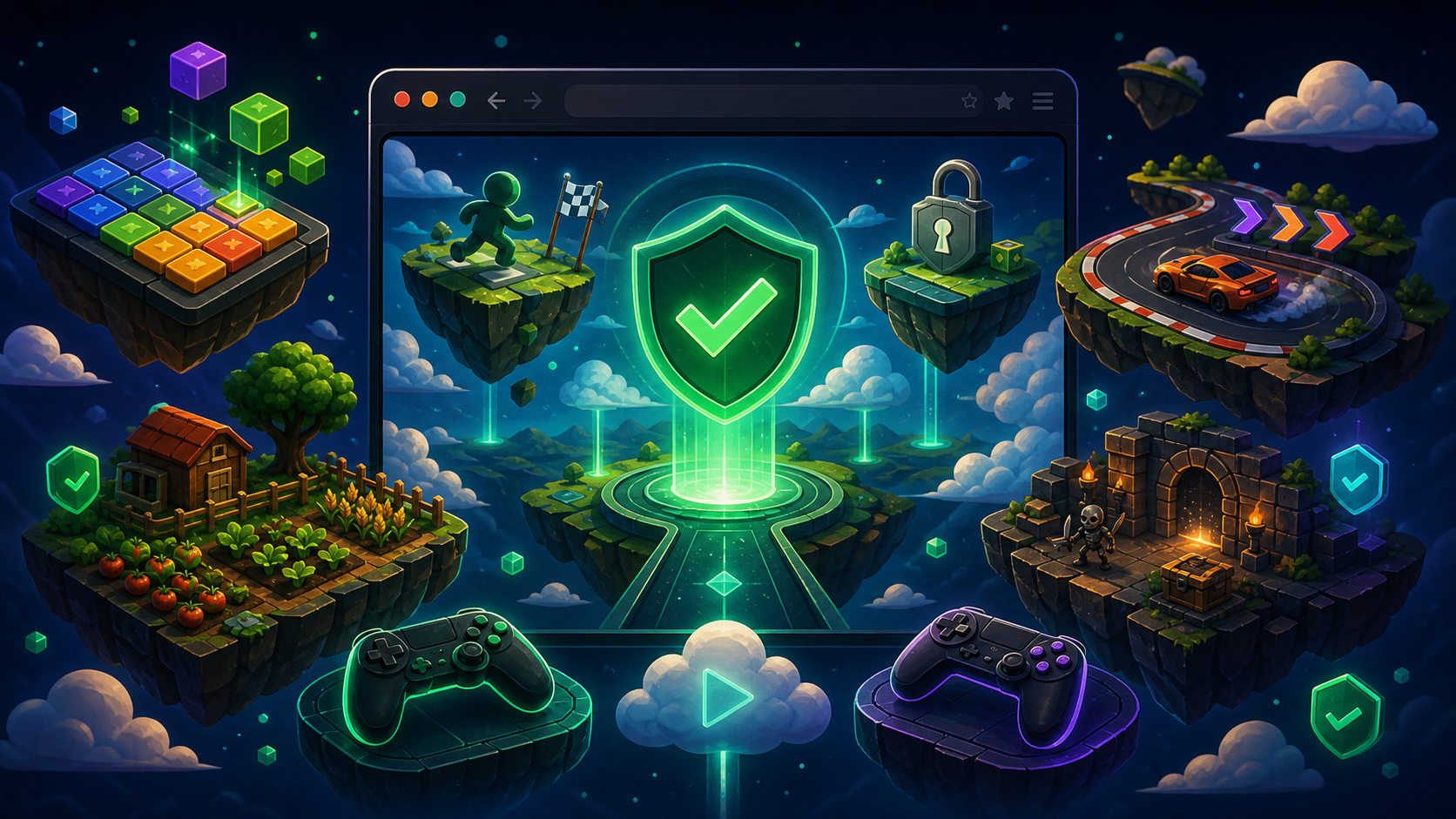 Site-original editorial guide cover for Free Online Games No Download. No copied screenshot, logo, UI, storefront image, or promotional art.