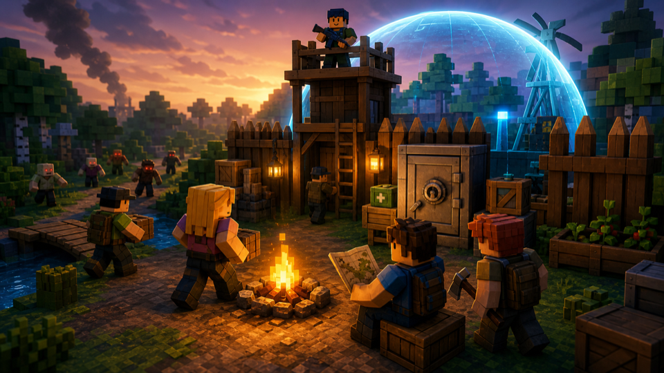 Site-original related game cover for Roblox survival games. No copied screenshot, logo, UI, or promotional art.